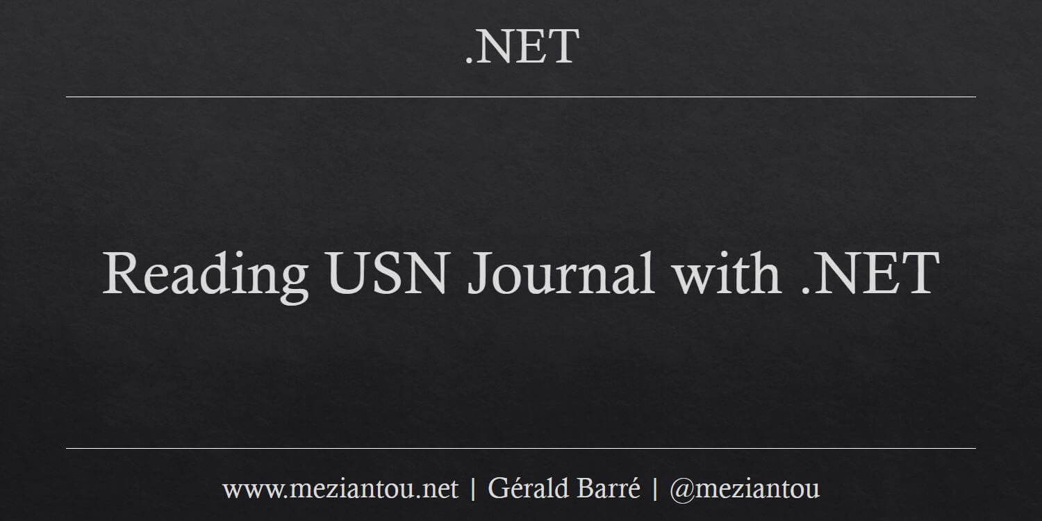 Reading USN Journal with .NET