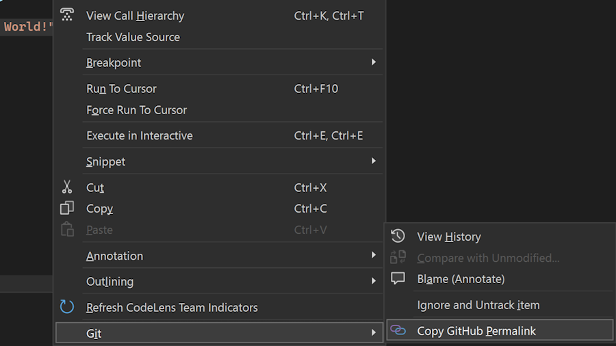 Introducing the Copy Git Permalink Feature in Visual Studio 17.12