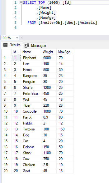 APS.NET Entity Framework: Creating and Seeding a SQL Server Table