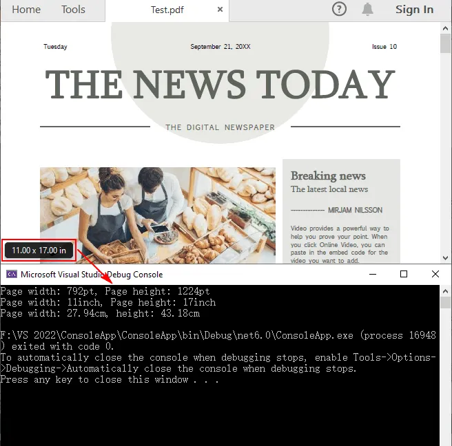 Get or Retrieve the Page Size of a PDF in C#