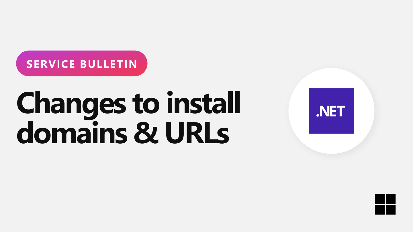 Critical: .NET Install links are changing